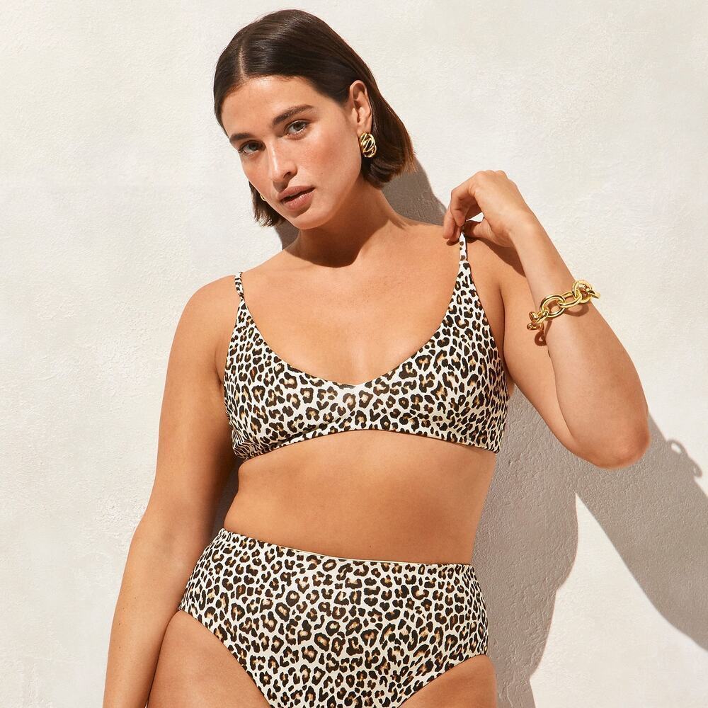 J.Crew Lana bikini top in Classic Sculpt in Leopard Natural Size XXS NWT Resort